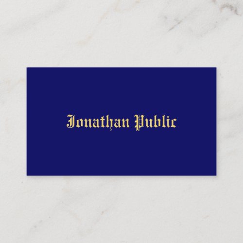 Navy Blue Gold Classic Old Style Font Elegant Business Card