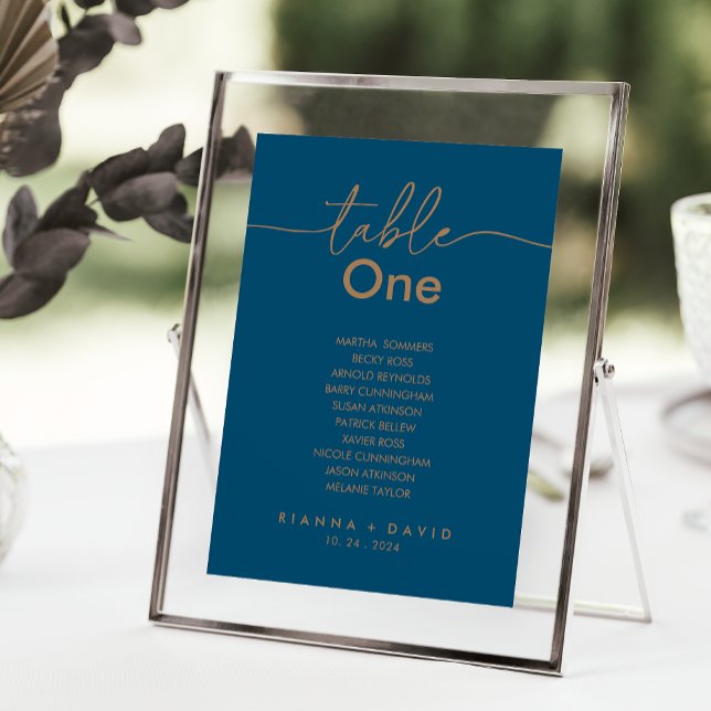 Navy Blue Gold Classic Table Number Seating Chart (Creator Uploaded)