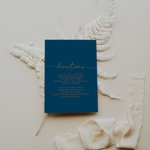 Navy blue Gold Classic Wedding Directions Enclosure Card