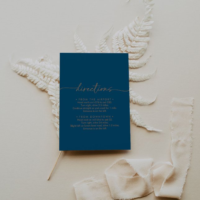 Navy blue Gold Classic Wedding Directions Enclosure Card (Creator Uploaded)