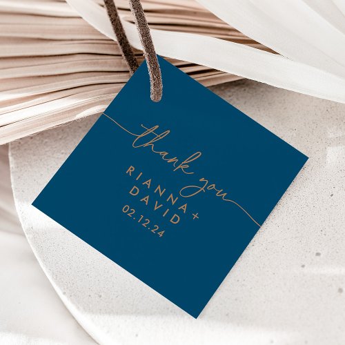 Navy Blue Gold Classic Wedding Favor Tags
