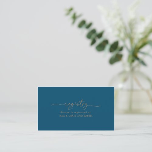 Navy Blue Gold Classic Wedding Gift Registry Enclosure Card