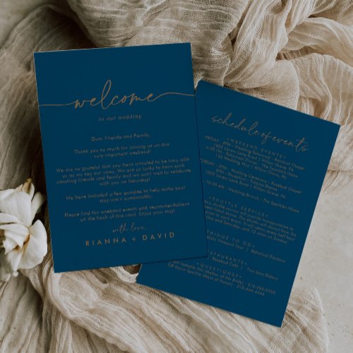 Navy Blue Gold Classic Wedding Welcome Letter