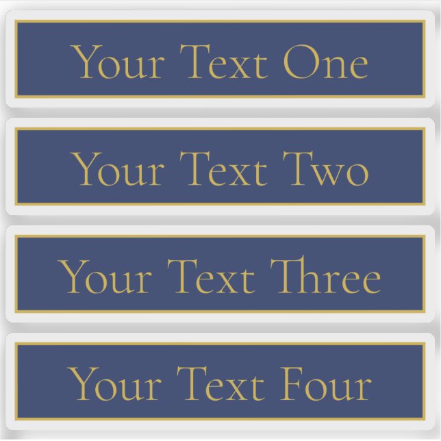 Navy Blue Gold Clear Transparent Name or Business  Sticker (Front)
