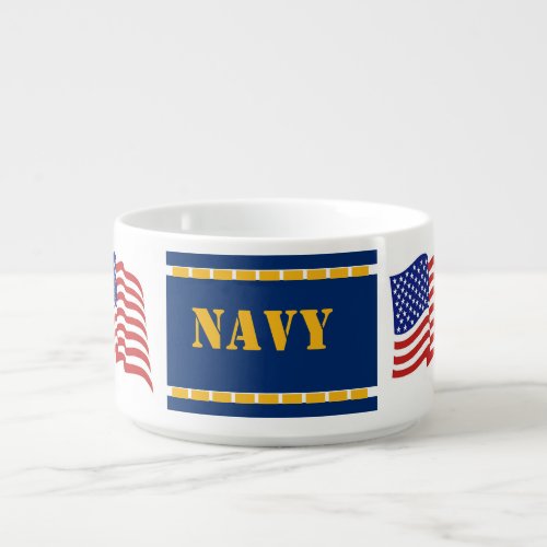 Navy Blue Gold Coffee Chili or Soup Patriotic Bowl