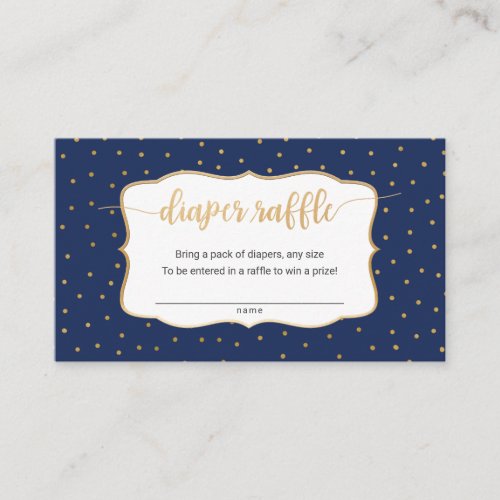 Navy Blue  gold confetti diaper raffle ticket