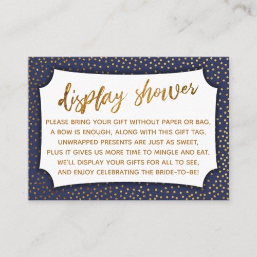 Navy Blue  Gold Confetti Display Shower Gift Card