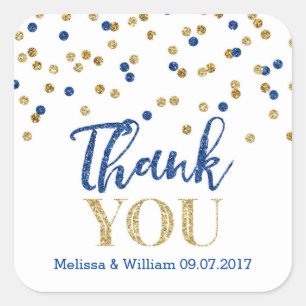 Navy Blue Gold Confetti Wedding Favor Tags