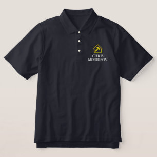 Navy Blue Gold Contractor Home Repair  Embroidered Polo Shirt