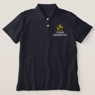 Navy Blue Gold Contractor Home Repair Embroidered Polo Shirt
