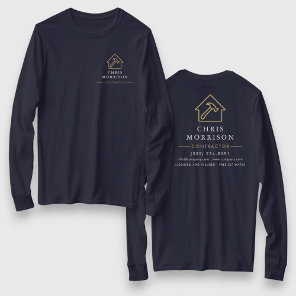 Navy Blue Gold Contractor Home Repair Work T-Shirt