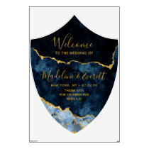 Navy Blue Gold Crest Large Wedding Welcome Sign Wall Decal
