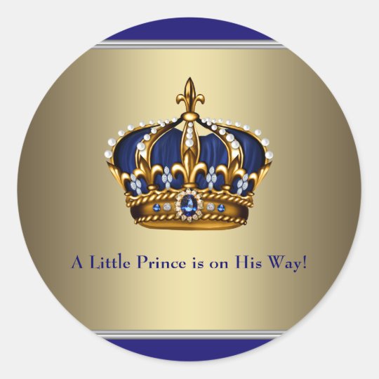 sticker envelope sheet Crown Shower Sticker Prince Baby  Blue Zazzle.com  Gold Navy