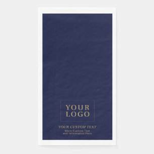 Navy Blue & Gold Custom Business Logo Promotional Paper Guest Towels