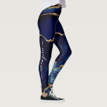 Navy Blue Gold Custom Letter and Name Leggings<br><div class="desc">Leggings with Agate Navy Blue Gold Gemstone Marble Monogram Name Geode Glitter Sparkle Personalized Birthday - Anniversary or Wedding Gift / Suppliest - Add Your Letter / Name - Text or Remove - Make Your Special Gift - Resize and move or remove and add text / elements with Customization tool....</div>