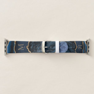 Navy Blue Gold Custom Letter Name Apple Watch Band