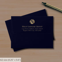 Navy Blue Gold Custom Logo Note Card