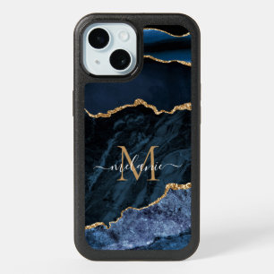 Navy Blue Gold Custom Your Name Letter iPhone Case