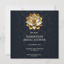 Navy Blue Gold Damask Bridal Shower 