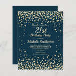 Navy Blue Gold Diamond Glitter Women 21st Birthday Card<br><div class="desc">Elegant navy blue with gold diamond glitter 21st birthday party invitation for women.   Contact us for help with customization or to request matching products.</div>
