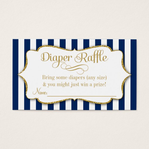 Navy Blue Gold Diaper Raffle Baby Shower Invitations