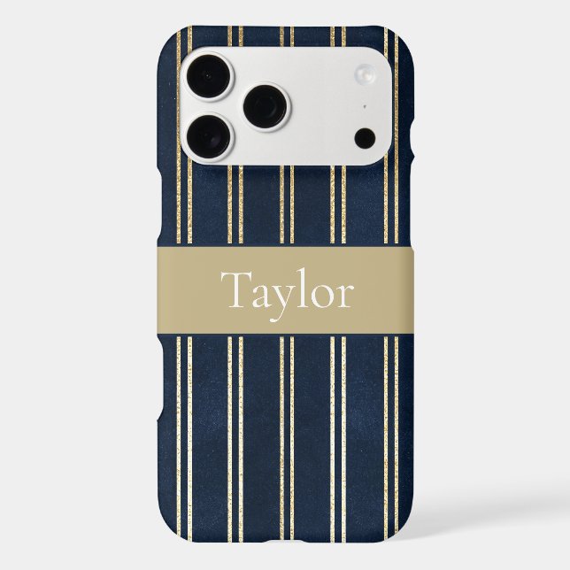 Navy Blue Gold Double Stripes   Case-Mate iPhone Case (Back)