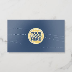 Navy Blue Gold Elegant Foil Raised Spot Gloss Business Cards