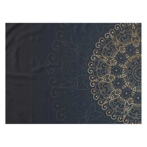 Navy Blue Gold Elegant Mandala Tablecloth