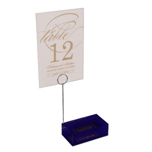 Navy Blue & Gold  Elegant Modern Place Card Holder