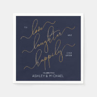 Navy Blue Gold Engagement Party Happily Ever After