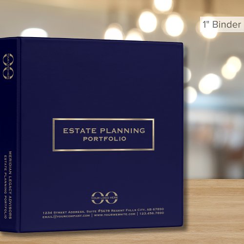 Navy Blue Gold Estate Planning Binder with Logo
