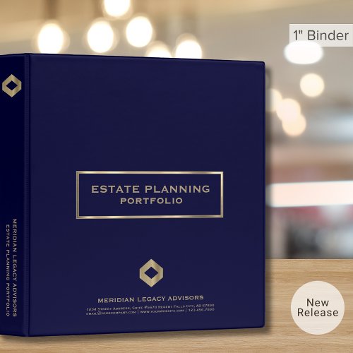 Navy Blue Gold Estate Planning Portfolio 3 Ring Binder