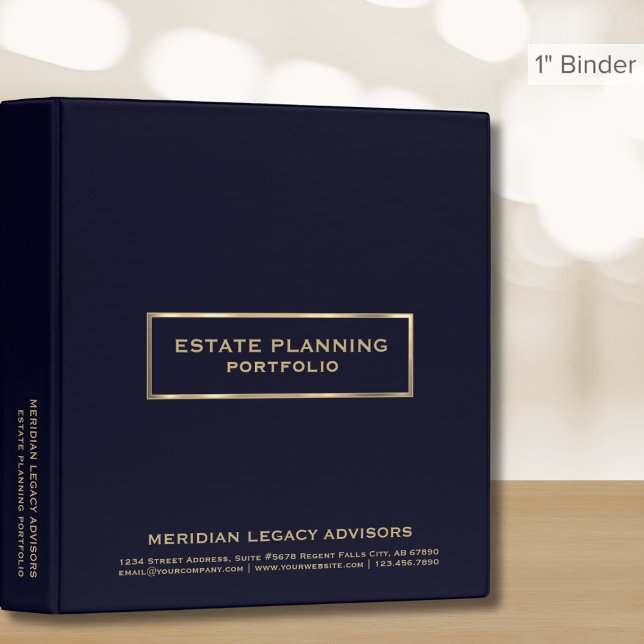 Navy Blue Gold Estate Planning Portfolio 3 Ring Binder (Creator Uploaded)