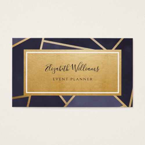 Navy Blue Gold Event Planner Business Card