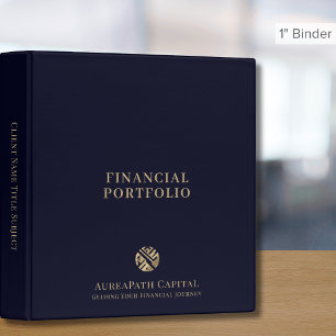 Navy Blue Gold Financial Portfolio 3 Ring Binder