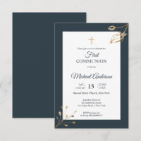 Navy Blue Gold First Communion Religious event