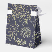 Navy Blue | Gold Floral Bridal Shower Favor Boxes (Back Side)