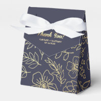 Navy Blue | Gold Floral Wedding Favor Boxes