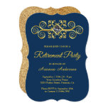 Navy Blue Gold Flourish Diamond Retirement Party Invitation Navy Blue Gold Flourish Diamond Retirement Party Invitation