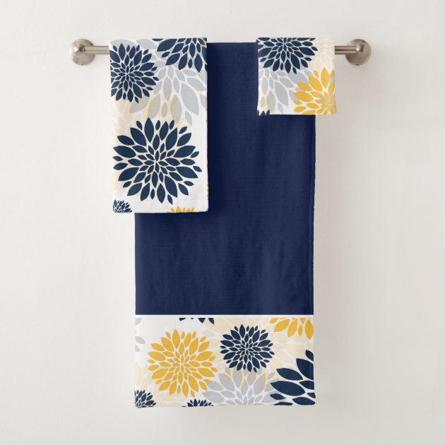 blue and gold bath towels