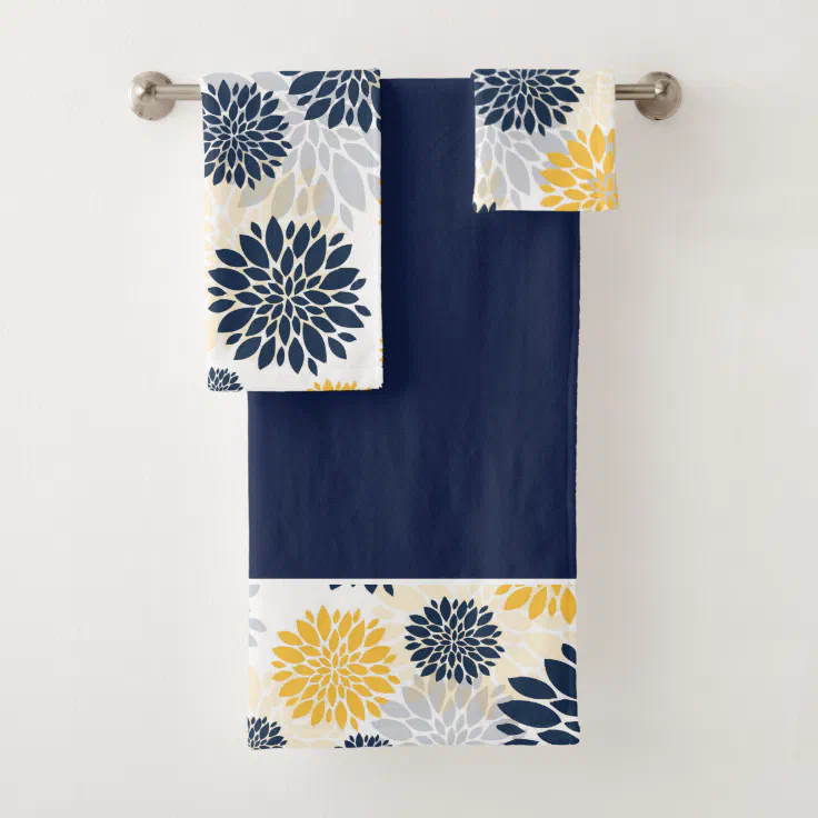 ECZJNT Spring Floral Blue Yellow Chrysanthemum Flowers Beach Bath Towels  Shower Towel For Home Outdoor Travel 30x56 Inch | forum.iktva.sa