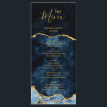 Navy Blue Gold Foil Agate Marble Wedding Menu<br><div class="desc">Navy Blue & Gold Foil Watercolor Marble Agate Gilded Geode Design,  with Modern and Script fonts. Trendy and Chic Wedding or any event Dinner menu! ~ Check my shop to see the entire wedding suite for this design!</div>