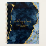 Navy Blue Gold Foil Agate Marble Wedding Plans Planner at Zazzle