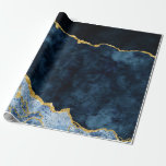 Navy Blue & Gold Foil Agate Marble Wrapping Paper<br><div class="desc">Navy Blue & Gold Foil Watercolor Marble Agate Gilded Geode Design,  with Modern and Script fonts. Trendy and Chic Wedding Or Party Gift Wrap Paper! ~ Check my shop to see the entire wedding suite for this design!</div>