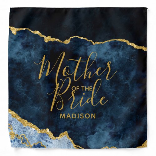 Navy Blue  Gold Foil Agate Mother of the Bride Bandana