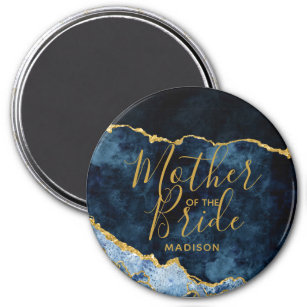 Navy Blue & Gold Foil Agate Mother of the Bride Magnet