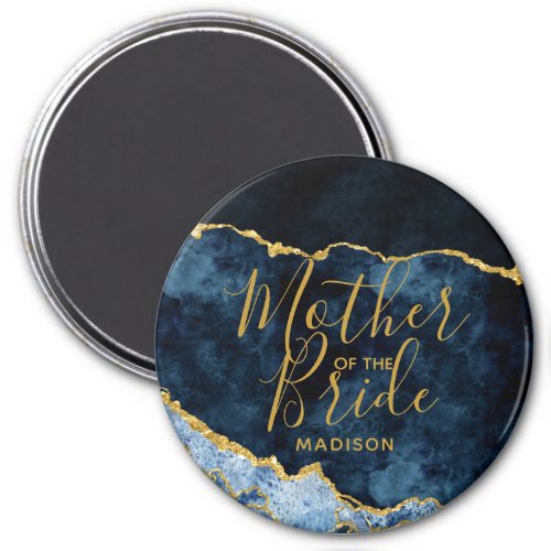 Navy Blue  Gold Foil Agate Mother of the Bride Magnet