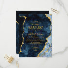 Navy Blue & Gold Foil Agate Wedding Invitations