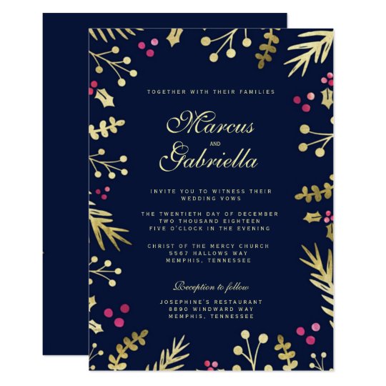 Navy And Gold Foil Wedding Invitations 9