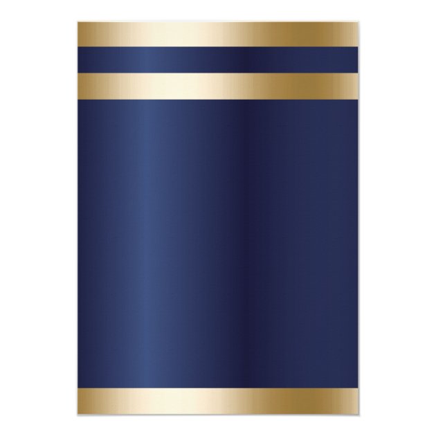 Navy Blue Gold Foil Stripes Wedding Invitation